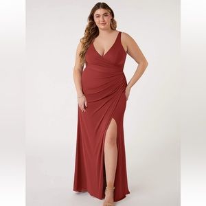 Azazie Leandra rust colored dress